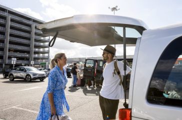 Getting in the Rental Van